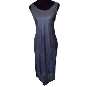 Vintage 90s Black Sheer Silky Satin Goth Grunge Lingerie Intimates Midi Dress